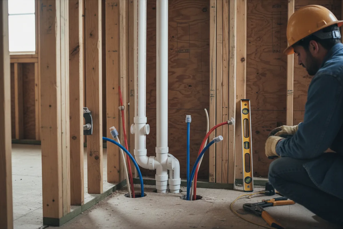 Drain and supply rough-in during Drain Cleaning in West Bend