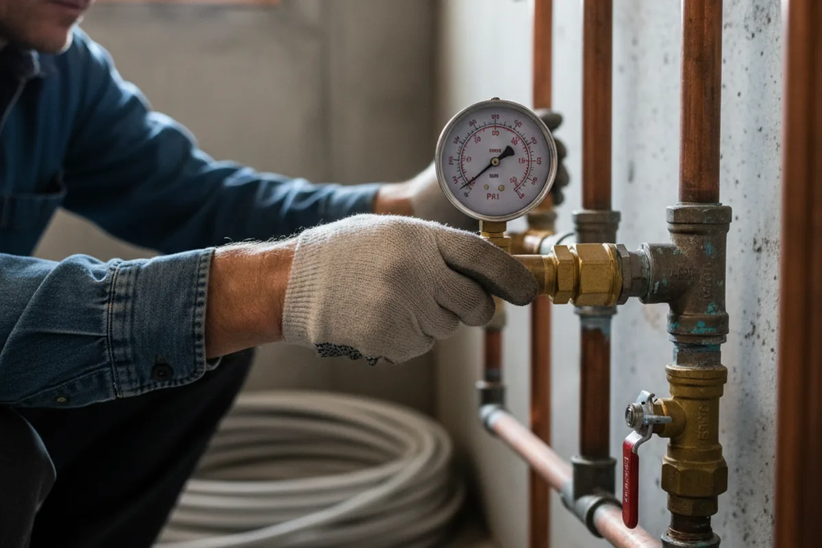 Pressure testing a repaired line during Water Line Repair in West Bend